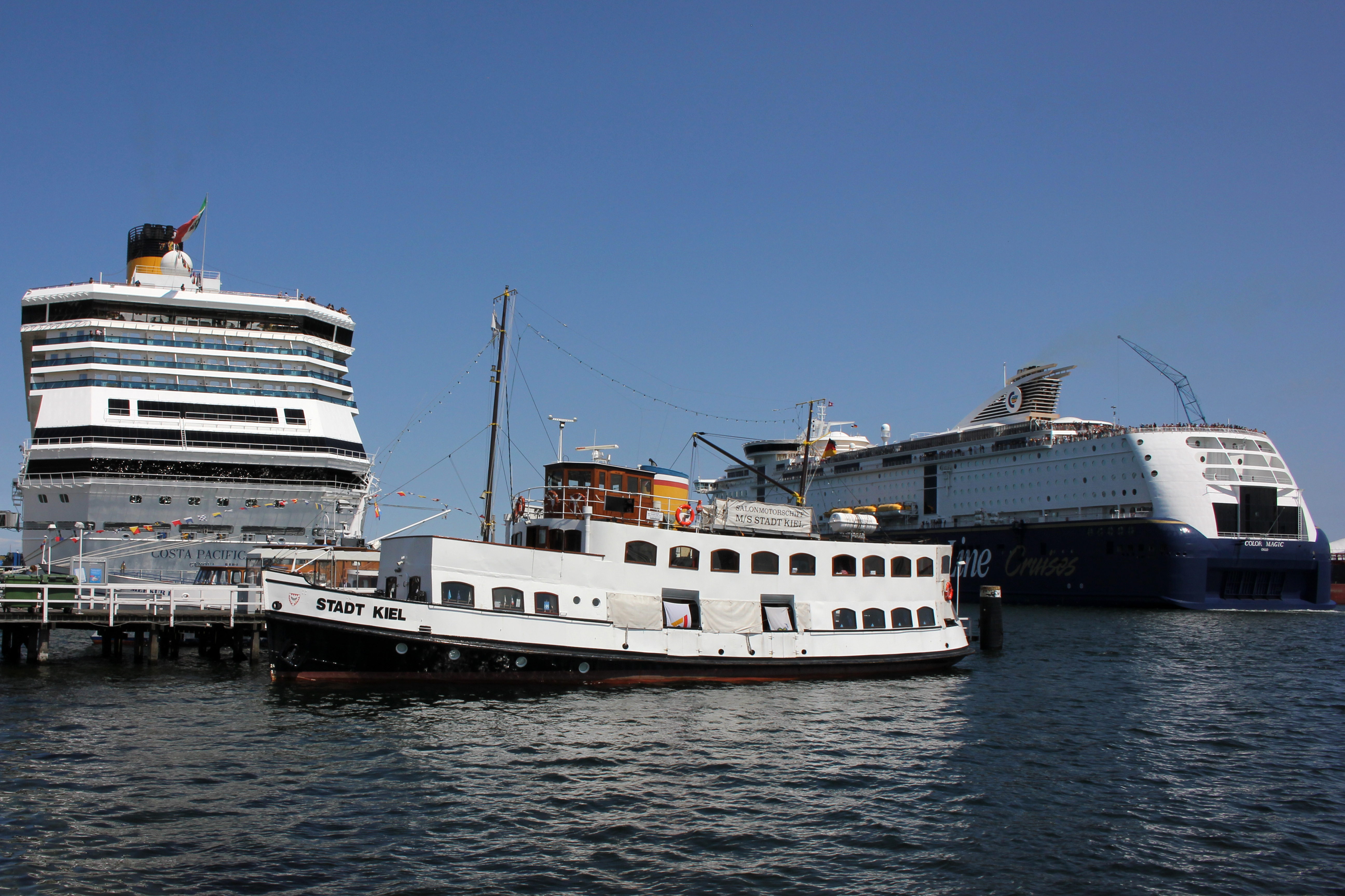 Kiel harbour and cruise ships at Ostseekai